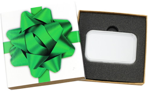 SilverTowne Natural Kraft Paper Gift Box with Green Bow Box Sleeve & Capsule - Product Packaging [Add $5.00]